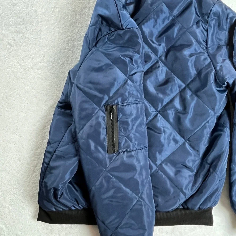 The North Face Mens XL Navy Diamond Quilted Bomber Jacket Full Zip